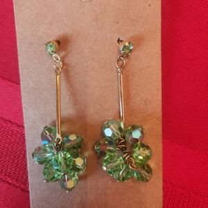 Vintage Elegant Green Crystal Drop Earrings